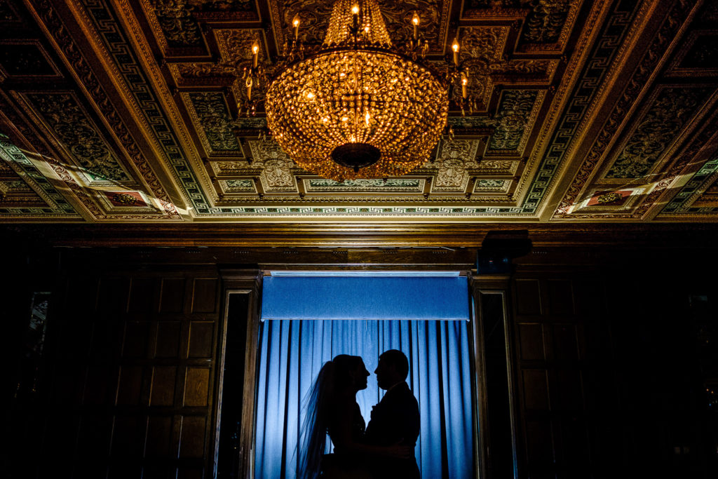 Silhouette of couple at the athletic club in Columbus.
